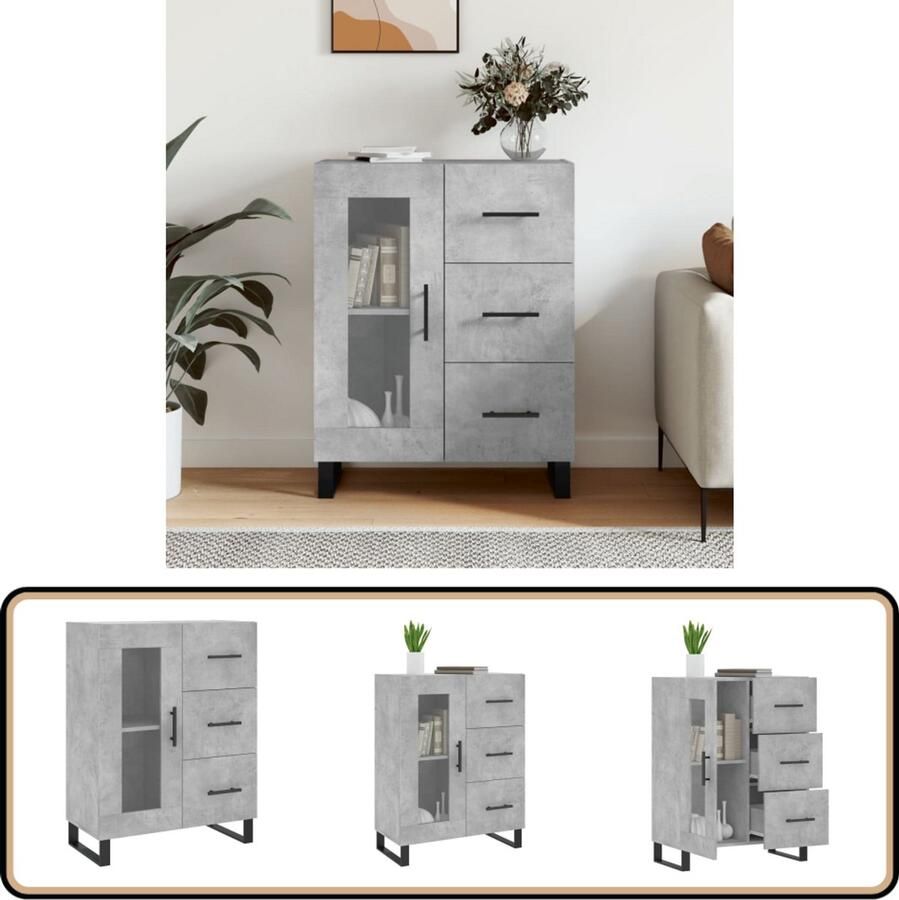VidaXL Dressoir 69 5x34x90 cm betongrijs hout Dressoir Opbergkast Houten Dressoir Grijze Dressoir Vintage Dressoir