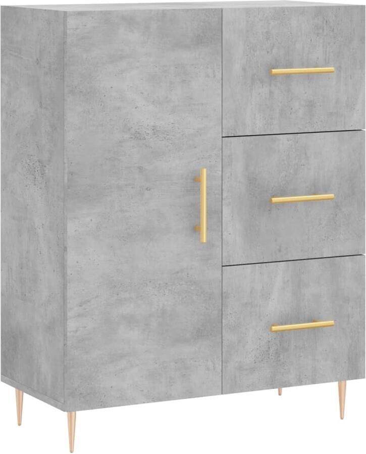 VidaXL Dressoir 69 5x34x90 cm Betongrijs Hout & Metaal Dressoir Opbergkast Houten Dressoir Grijze Dressoir Vintage Dressoir
