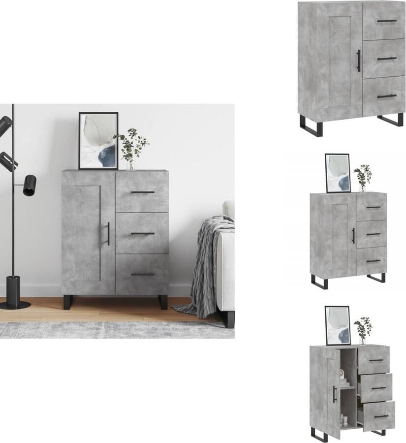 VidaXL -Dressoir-69 5x34x90-cm-bewerkt-hout-betongrijs - Foto 3