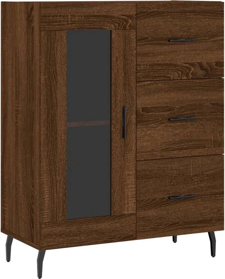 VidaXL Dressoir Bruin Eiken 69 5x34x90 cm Dressoir Houten Dressoir Bruine Eiken Dressoir Vintage Dressoir Salontafel - Foto 2