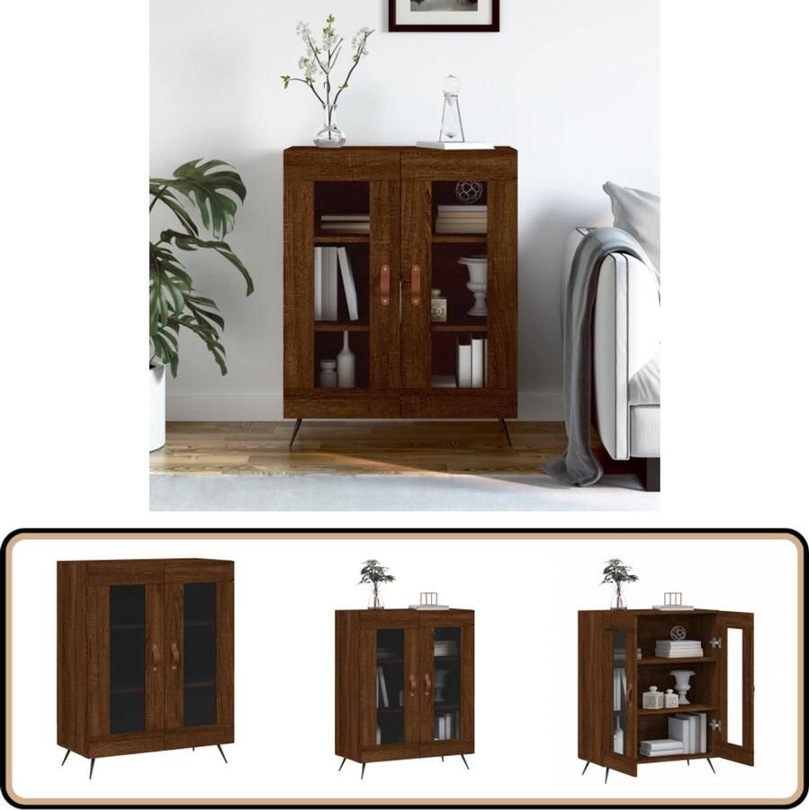 VidaXL Dressoir Bruineiken 69 5x34x90 cm Dressoir Vintage Dressoir Houten Dressoir Design Dressoir Tv Stand