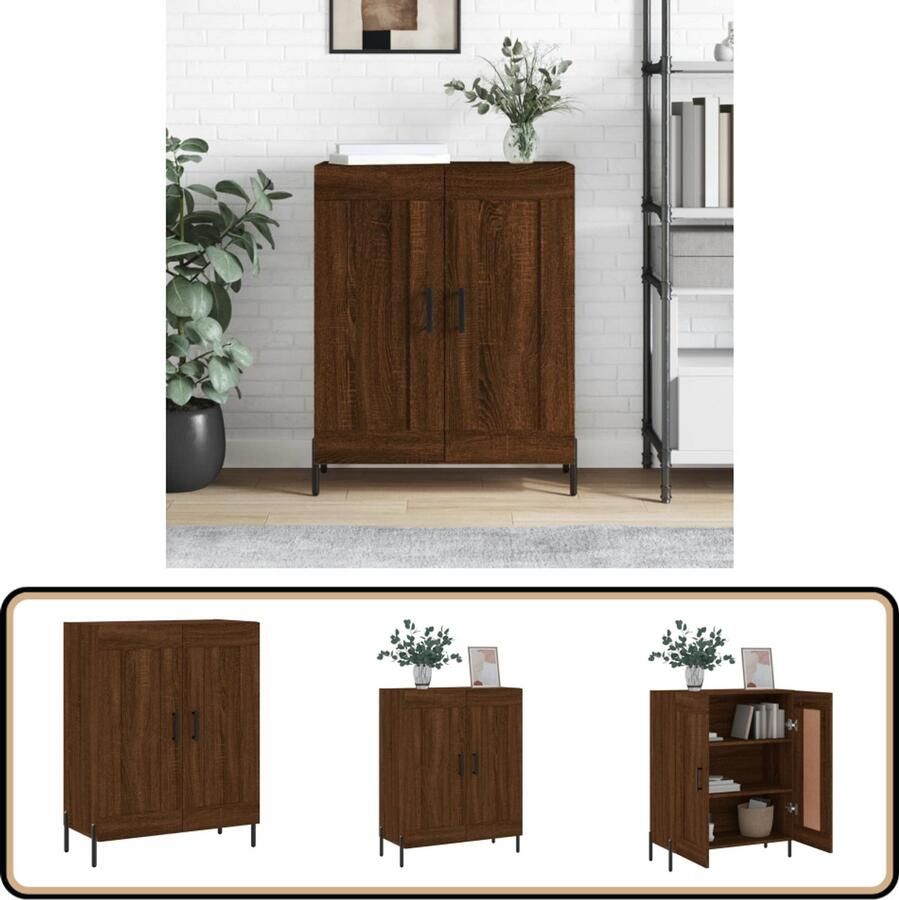 VidaXL Dressoir 69 5x34x90 cm Bruin Eikenhout Dressoir Vintage Dresser Houten Dressoir Bruine Eiken Salontafel