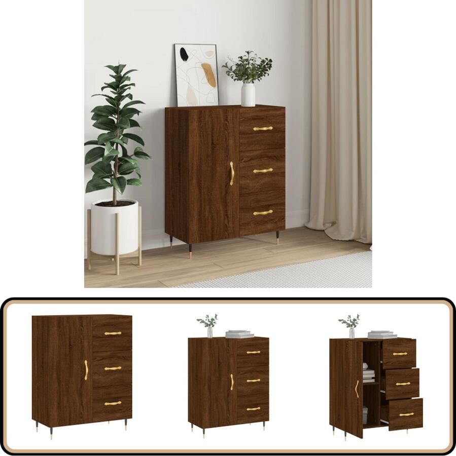 VidaXL Dressoir Bruin Eiken 69 5x34x90 cm Dressoir Vintage Houten Dressoir Bruine Eiken Dressoir Vintage Furniture Salontafel