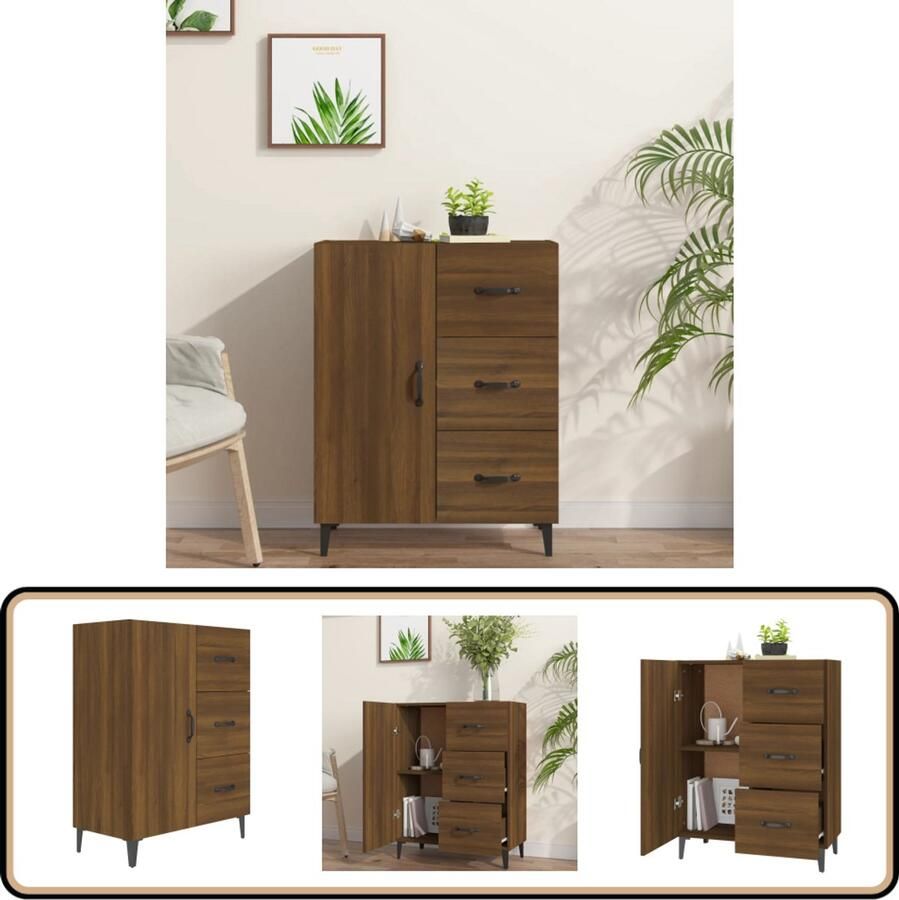 VidaXL Dressoir Bruin Eikenhout 69 5x34x90cm Dressoir Bruine Eiken Houten Dressoir Vintage Dressoir Salontafel