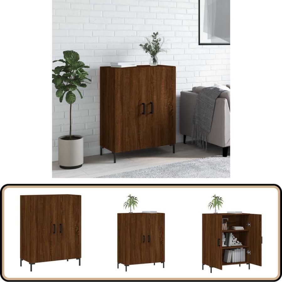 VidaXL Dressoir 69 5x34x90 cm Bruin Eiken Hout Dressoir Houten Dressoir Vintage Dressoir Landelijk Dressoir Opbergmeubel