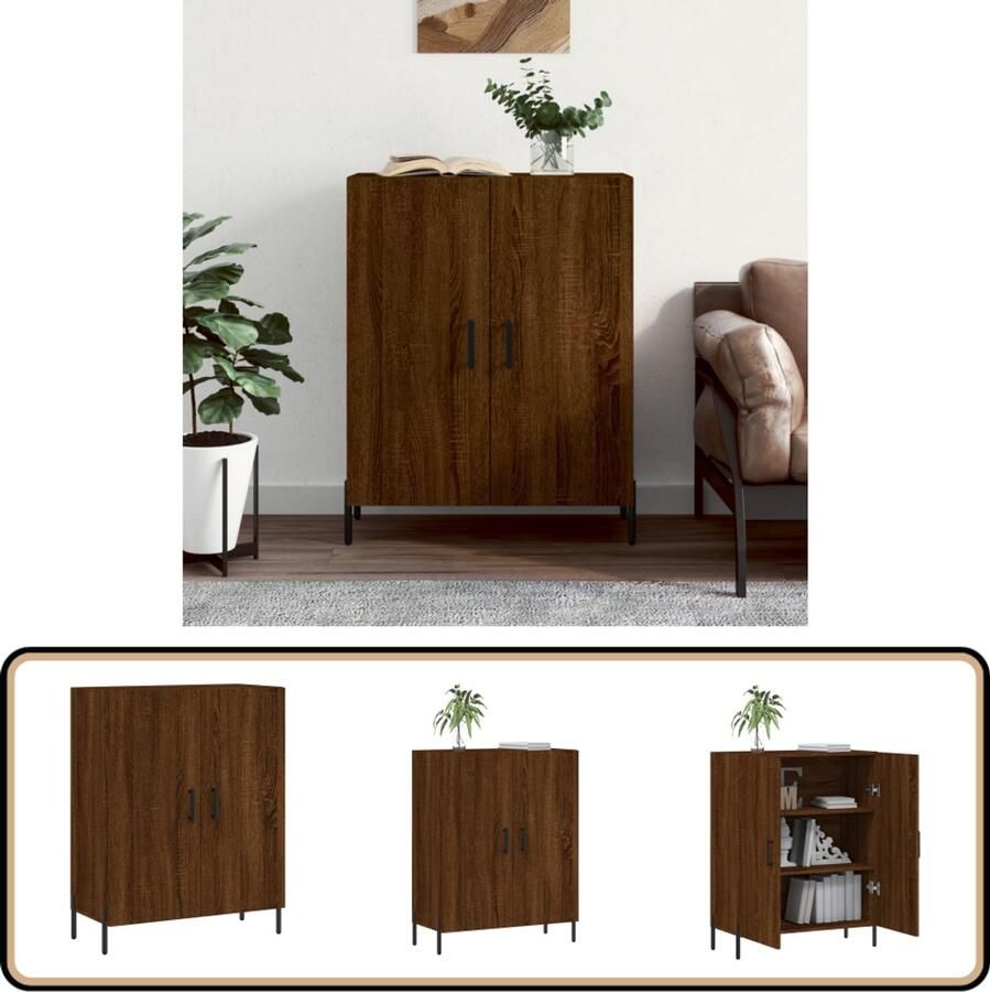 VidaXL Dressoir Bruin Eiken 69 5x34x90 cm Dressoir Houten Dressoir Vintage Dressoir Landelijke Dressoir Bruine Dressoir