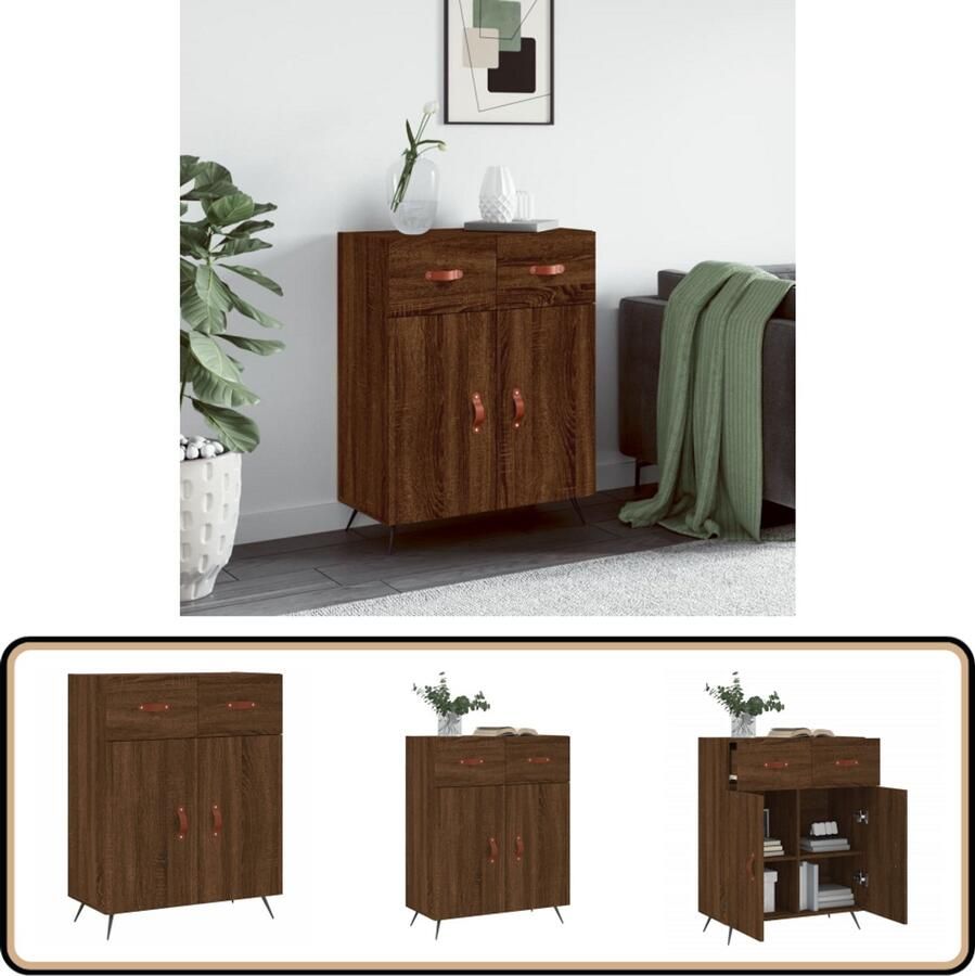 VidaXL Dressoir Bruineiken 69 5x34x90 cm Dressoir Houten Dressoir Bruine Eiken Dressoir Vintage Dressoir Modern Dressoir - Foto 3
