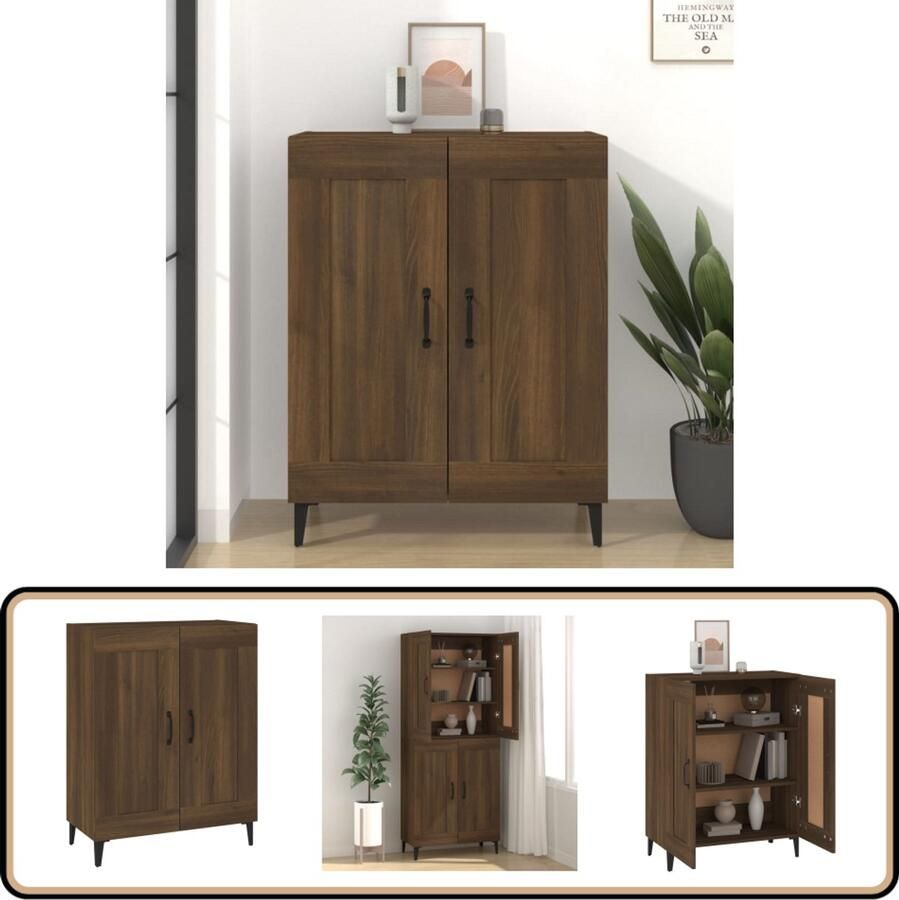 VidaXL Dressoir 69 5x34x90 cm Bruin Eiken Dressoir Kast Houten Dressoir Bruine Eiken Salontafel