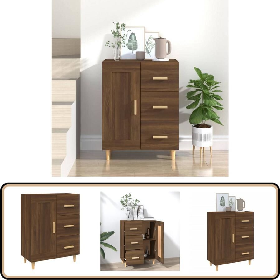 VidaXL Dressoir 69 5x34x90 cm Bruin Eikenhout Dressoir Bijzettafel Houten Kast Bruine Eiken Salontafel