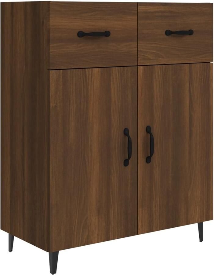 VidaXL Dressoir 69 5x34x90 cm Bruin Eiken Bewerkt Hout Dressoir Buffetkast Houten Dressoir Vintage Dressoir Salontafel