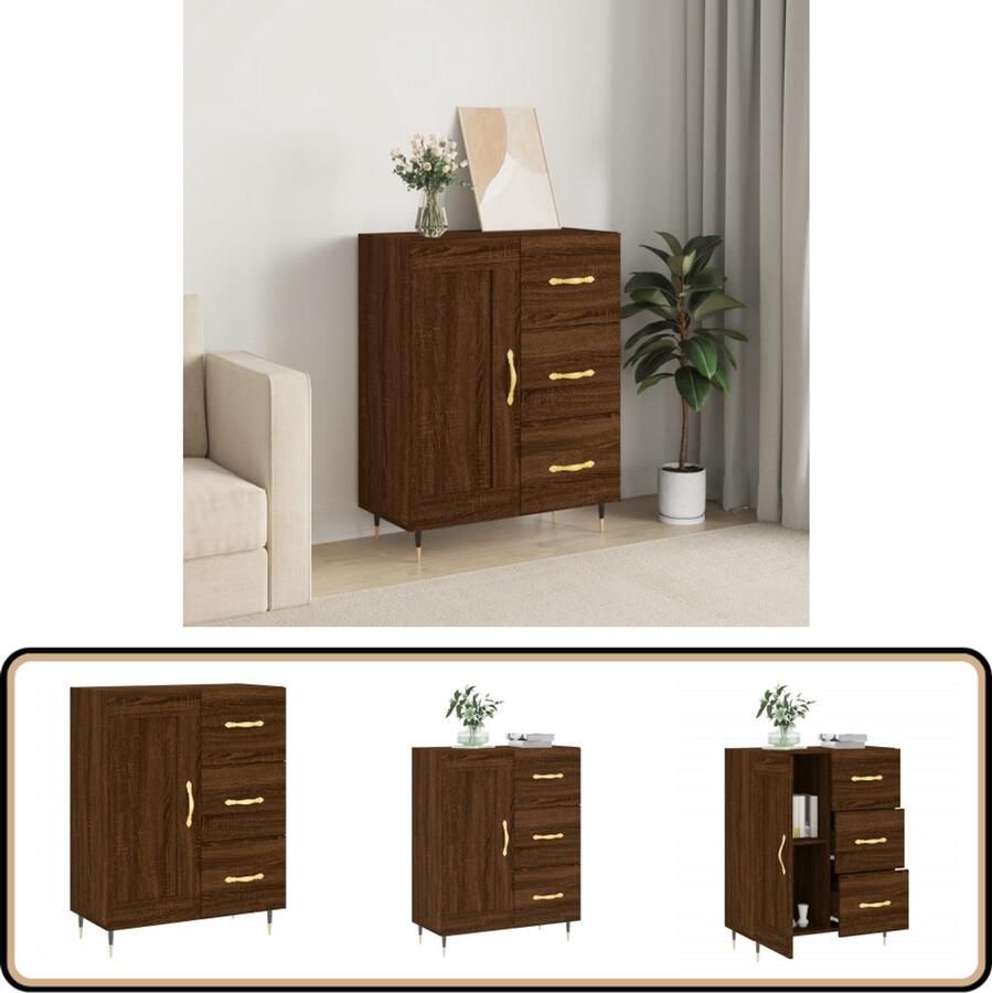 VidaXL Dressoir Bruin Eiken 69 5x34x90 cm Dressoir Vintage Houten Dressoir Bruine Eiken Dressoir Opslagmeubilair Salontafel