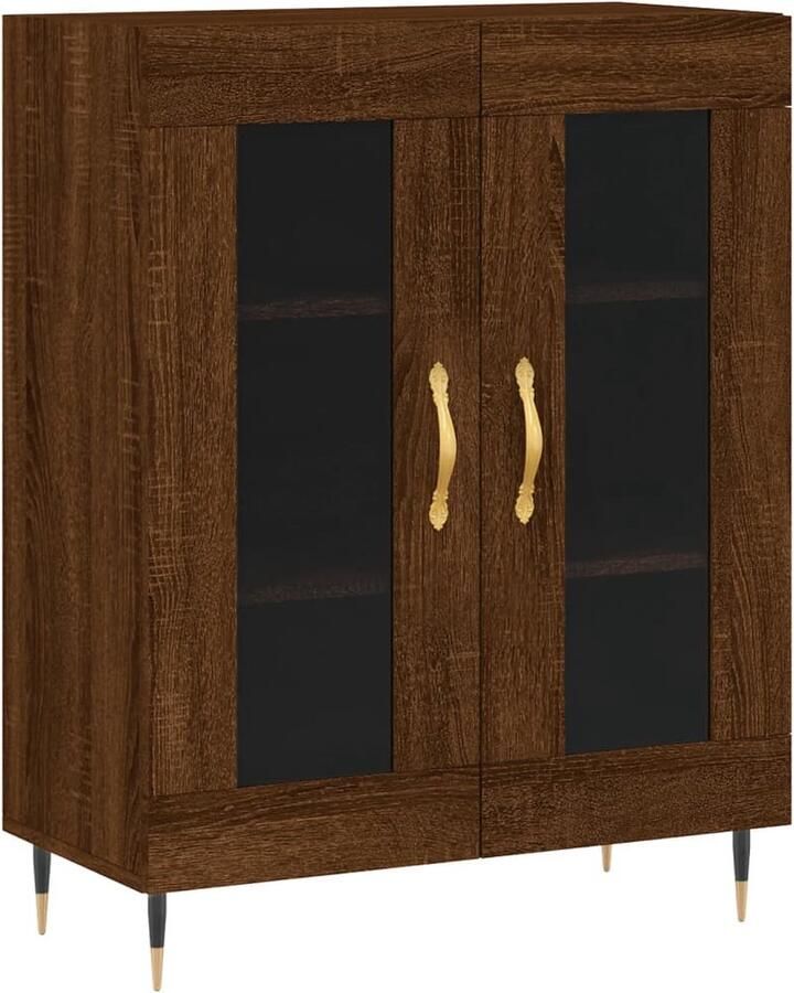 The Living Store Dressoir 69 5x34x90 cm bewerkt hout bruin eikenkleur Dressoir Houten Dressoir Vintage Dressoir Landelijk Dressoir Bruine Eiken Dressoir - Foto 9
