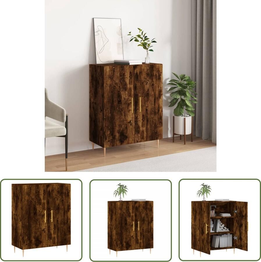 The Living Store Dressoir 69 5x34x90 cm bewerkt hout gerookt eikenkleurig Dressoir Houten Dressoir Vintage Dressoir Landelijk Dressoir Salontafel