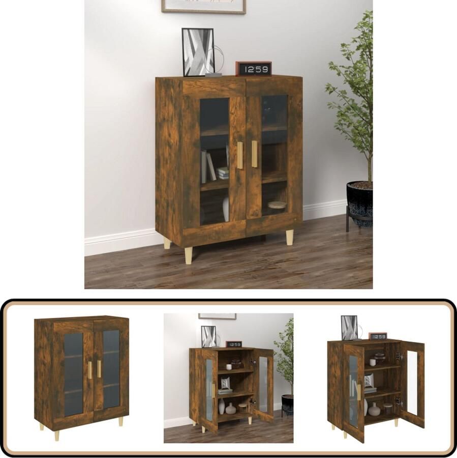 VidaXL Dressoir Gerookt Eiken 69 5x34x90 cm Dressoir Kast Houten Dressoir Vintage Dressoir Landelijk Dressoir