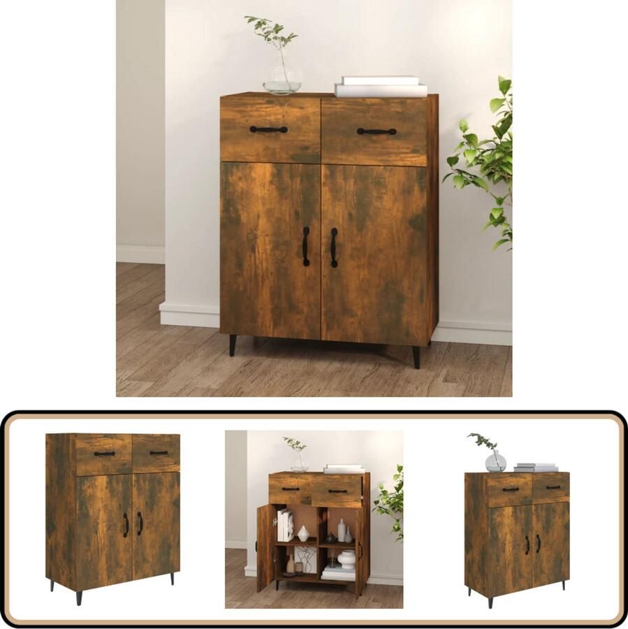 VidaXL Dressoir 69 5x34x90 cm Gerookt Eikenhout Dressoir Houten Dressoir Vintage Dressoir Landelijk Dressoir Bergruimte