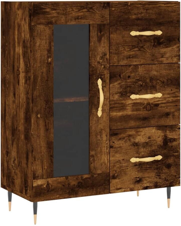 VidaXL Dressoir 69 5x34x90 cm Gerookt Eiken Dressoir Houten Dressoir Vintage Dressoir Landelijk Dressoir Opbergmeubels