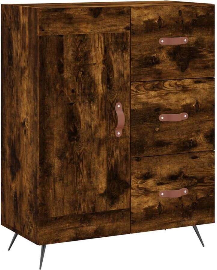 VidaXL Dressoir 69 5x34x90 cm Gerookt Eiken Dressoir Houten Dressoir Vintage Dressoir Opbergmeubel Salontafel