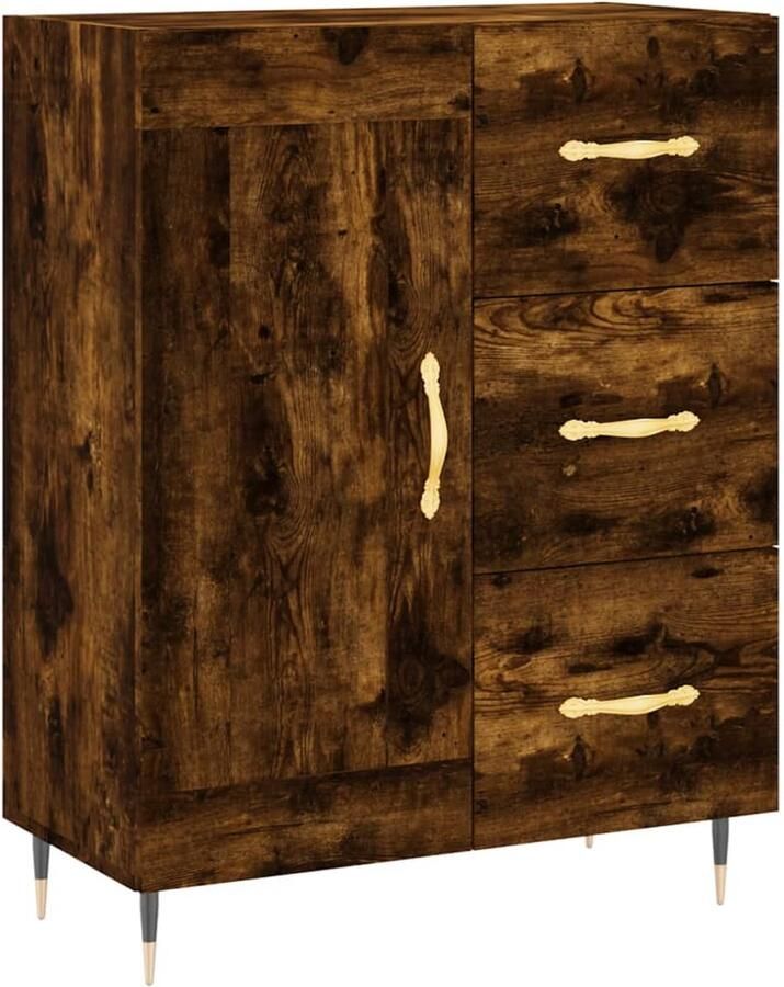The Living Store Dressoir 69 5x34x90 cm bewerkt hout gerookt eikenkleurig Dressoir Vintage Houten Dressoir Landelijk Dressoir Salontafel Tv Tafel - Foto 2