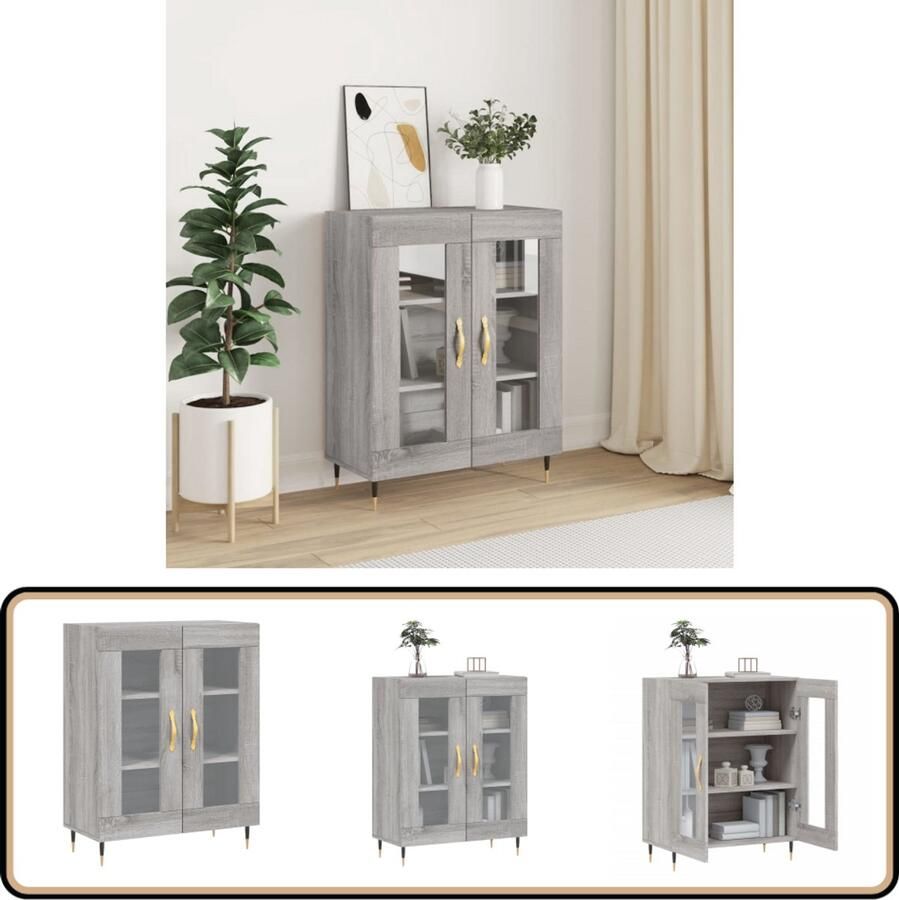 VidaXL Dressoir 69 5x34x90 cm Grijs Sonoma Eiken Dressoir Kasten Salontafel Woonkamerinrichting Houten Dressoir