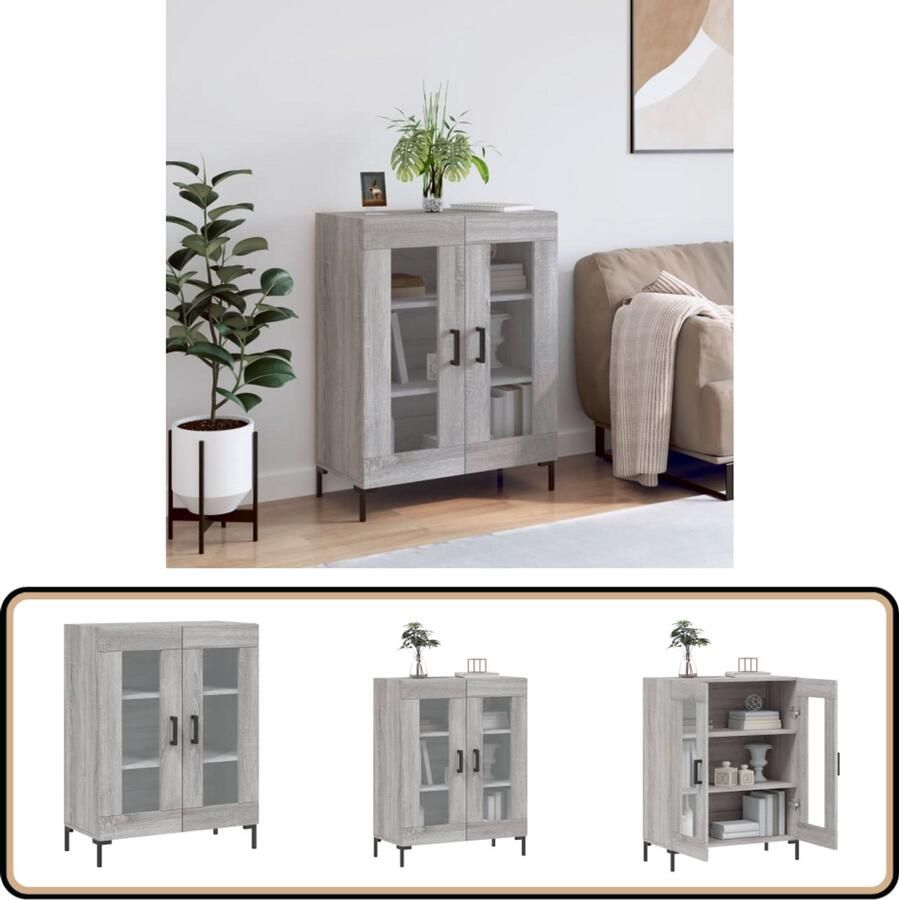 VidaXL Dressoir Grijs Sonoma Eiken 69 5x34x90 cm Dressoir Grijze Dressoirs Houten Dressoirs Salontafel Tv Tafel - Foto 3