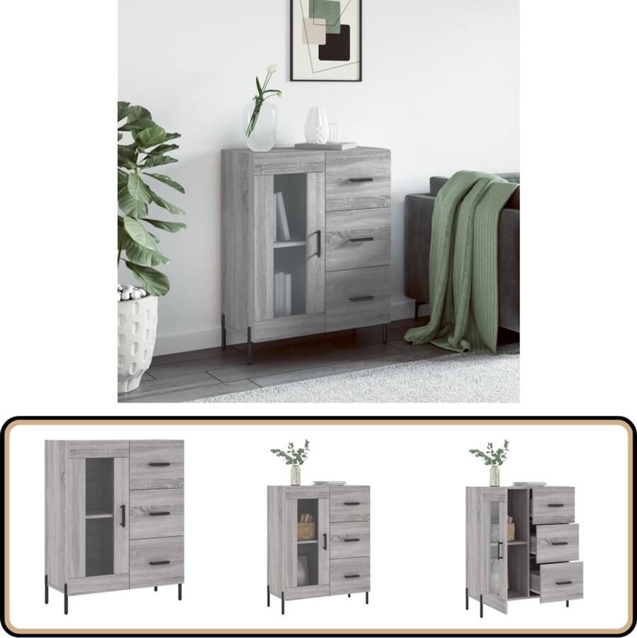VidaXL Dressoir Grijs Sonoma Eiken 69 5x34x90 cm Dressoir Vintage Dressoir Houten Dressoir Grijze Dressoir Salontafel