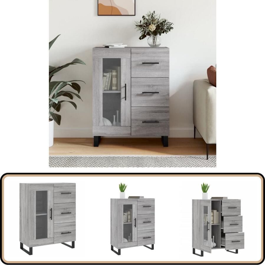 VidaXL Dressoir Grijs Sonoma Eiken 69 5x34x90 cm Dressoir Vintage Dressoir Houten Dressoir Grijze Dressoir Salontafel - Foto 2