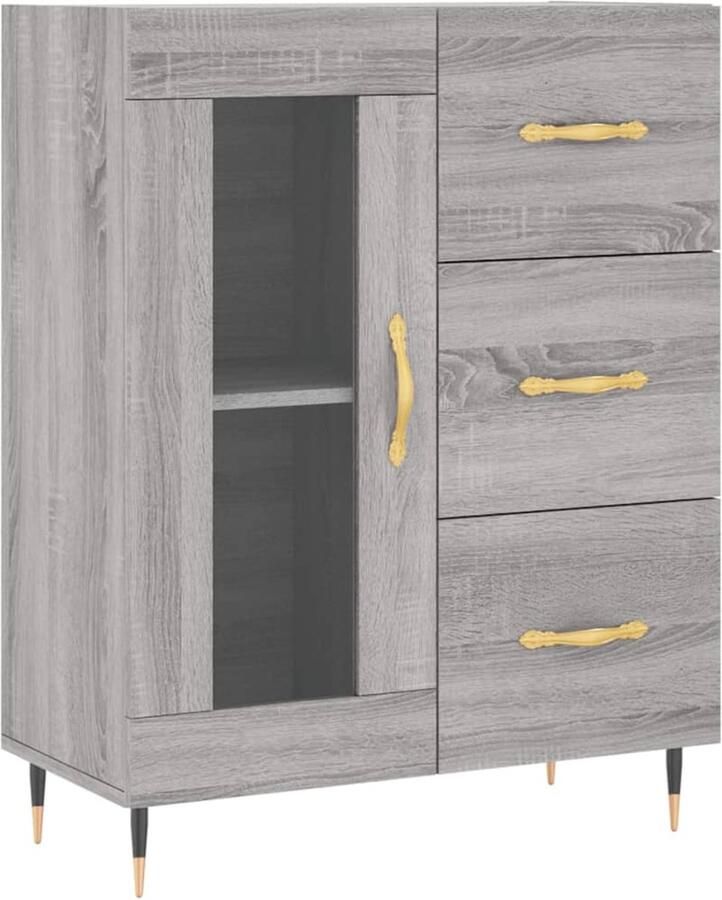 VidaXL Dressoir Grijs Sonoma Eiken 69 5x34x90 cm Dressoir Salontafel Houten Dressoir Grijze Dressoir Vintage Dressoir - Foto 3