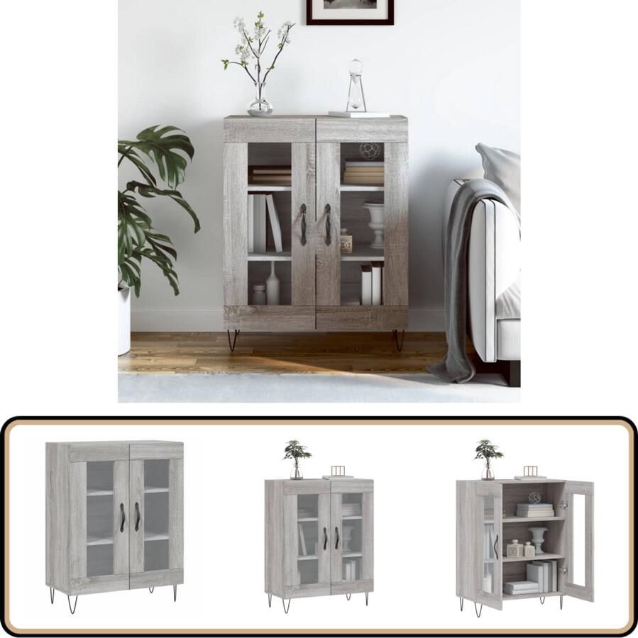 VidaXL Dressoir 69 5x34x90 cm Grijs Sonoma Eiken Dressoir Kast Houten Kast Grijze Kast Vintage Kast