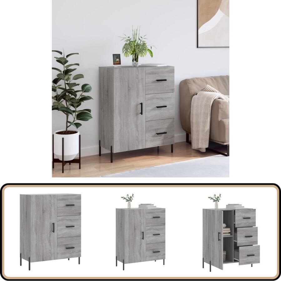 VidaXL Dressoir 69 5x34x90 cm Grijs Sonoma Eiken Dressoir Grijze Dressoirs Houten Dressoirs Vintage Dressoir Salontafel