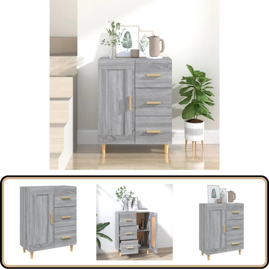 VidaXL Dressoir 69 5x34x90 cm Grijs Sonoma Eiken Bijzettafel Dressoir Houten Kast Grijze Kast Salontafel
