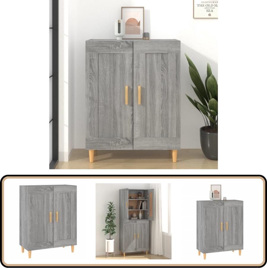 VidaXL Dressoir Grijs Sonoma Eiken 69 5x34x90 cm Dressoir Kast Bijzettafel Houten Dressoir Grijze Dressoir