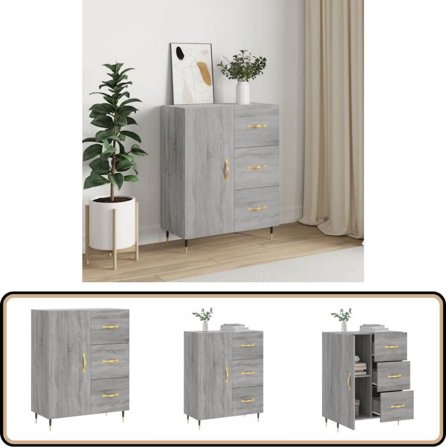 VidaXL Dressoir 69 5x34x90 cm Grijs Sonoma Eiken Dressoir Vintage Dresser Houten Dressoir Grijze Dressoirs Salontafel