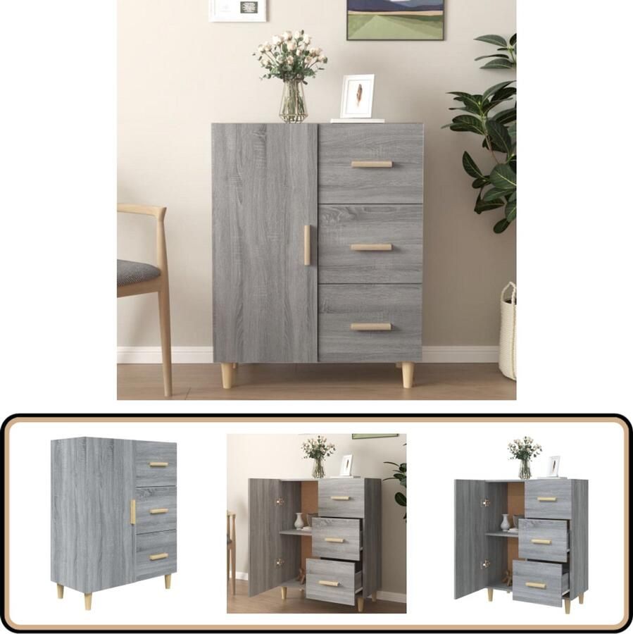 VidaXL Dressoir Grijs Sonoma Eiken 69 5x34x90cm Dressoir Houten Dressoir Grijze Dressoir Salontafel Tv Tafel