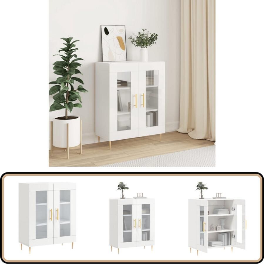 VidaXL Dressoir Hoogglans Wit 69 5x34x90 cm Dressoir Witte Dressoirs Houten Dressoir Vintage Dressoir Opbergkast