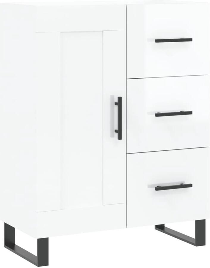 VidaXL Dressoir Hoogglans Wit 69 5x34x90 cm Dressoir Kast Opbergkast Woonkamerinrichting Modern Design