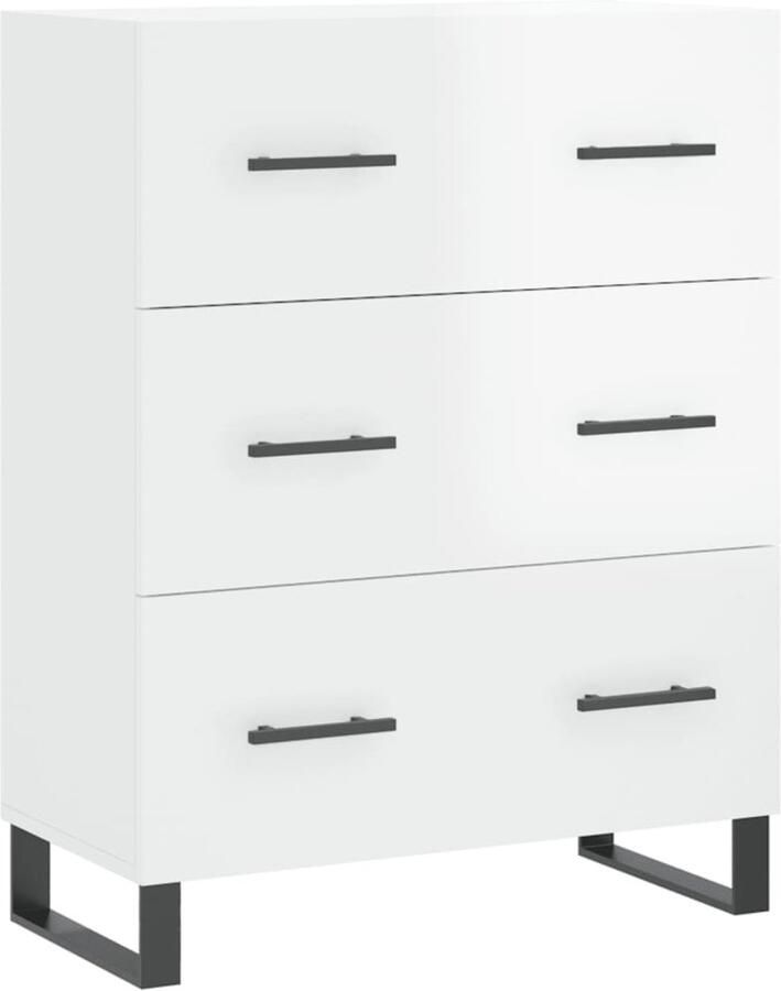 VidaXL Dressoir Hoogglans Wit 69 5x34x90 cm Dressoir Buffetkast Vintage Kast Houten Dressoir White Dresser
