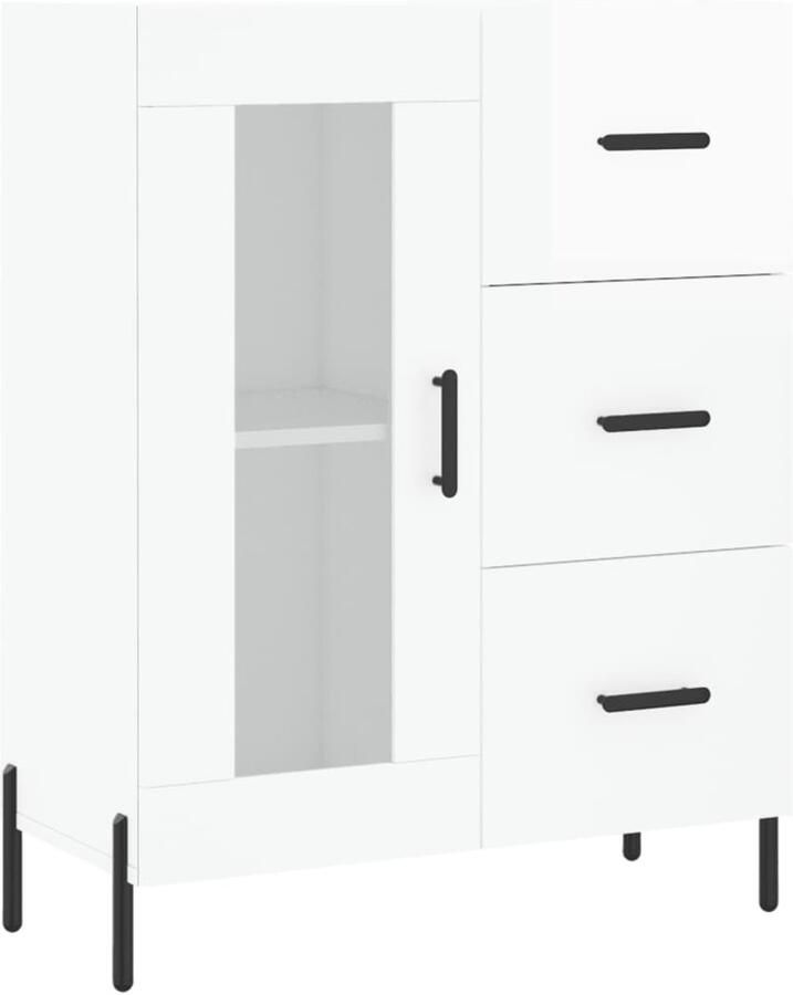 VidaXL Dressoir Hoogglans Wit 69 5x34x90 cm Dressoir Klassiek Meubel Witte Dressoirs Houten Dressoir Opbergkast