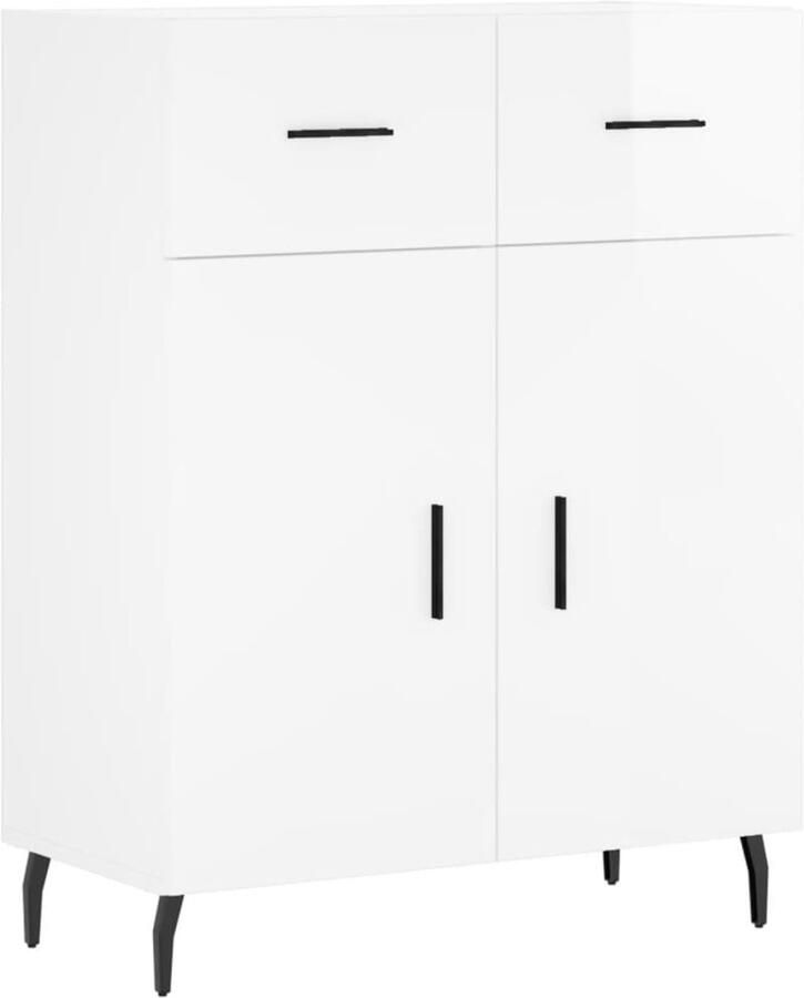 VidaXL Dressoir Hoogglans Wit 69 5x34x90 cm Dressoir Modern Dressoir Hoogglans Wit Dressoir Houten Dressoir Metalen Dressoir - Foto 2