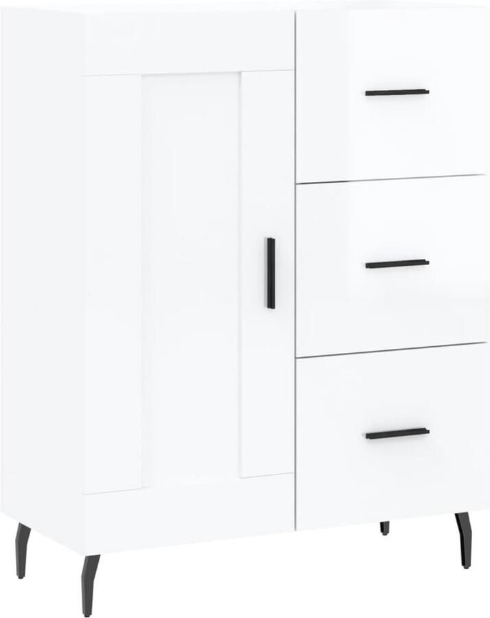 VidaXL Dressoir Hoogglans Wit 69 5x34x90 cm Dressoir Kast Woonkamerinrichting Houten Dressoir Witte Dressoir