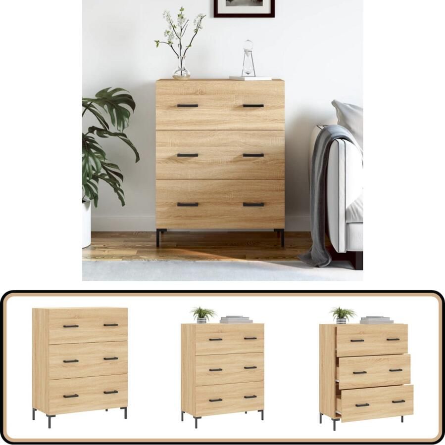 VidaXL Dressoir 69 5x34x90 cm Sonoma Eikenkleur Dressoir Buffetkast Salontafel Houten Kast Vintage Dresser