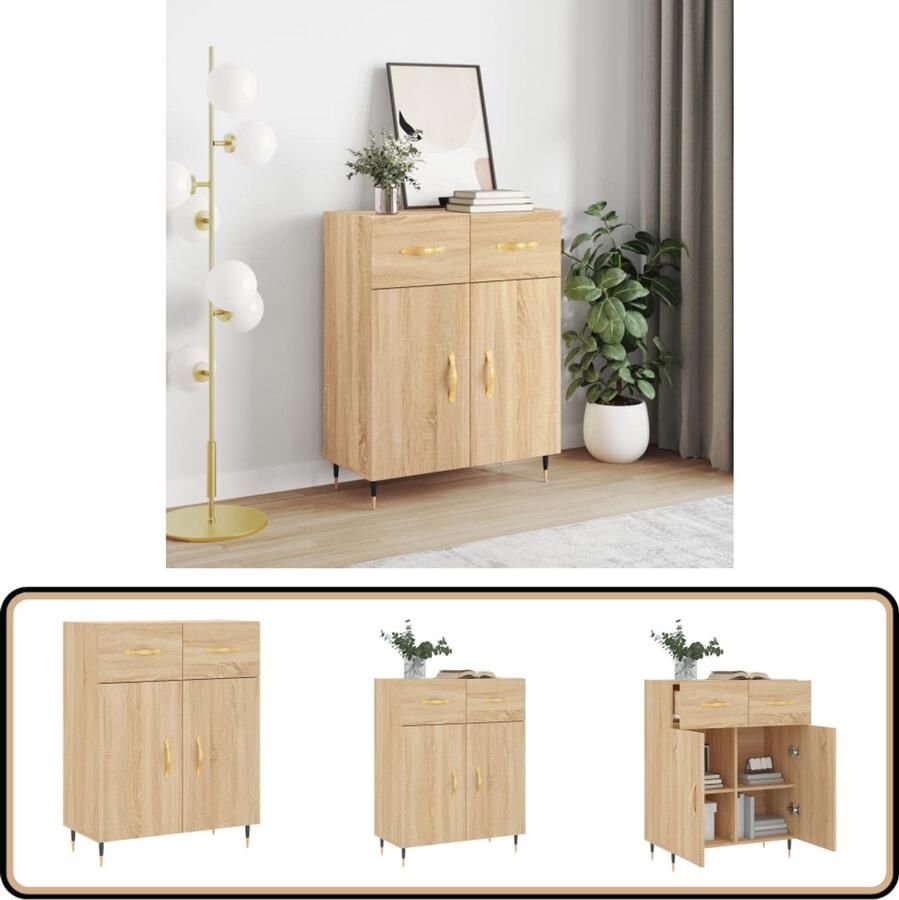 VidaXL Dressoir Sonoma Eiken 69 5x34x90 cm Dressoir Salontafel Houten Dressoir Modern Dressoir Opbergmeubel