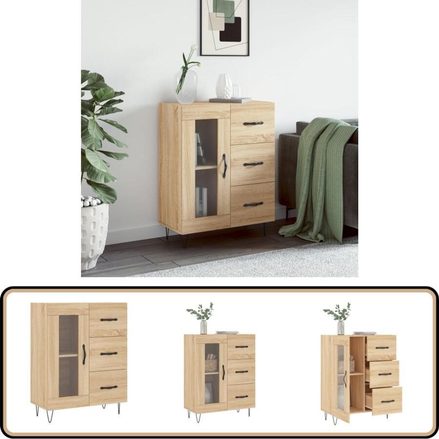 VidaXL Dressoir Sonoma Eiken 69 5x34x90 cm Dressoir Salontafel Houten Dressoir Vintage Dressoir Landelijk Dressoir - Foto 7