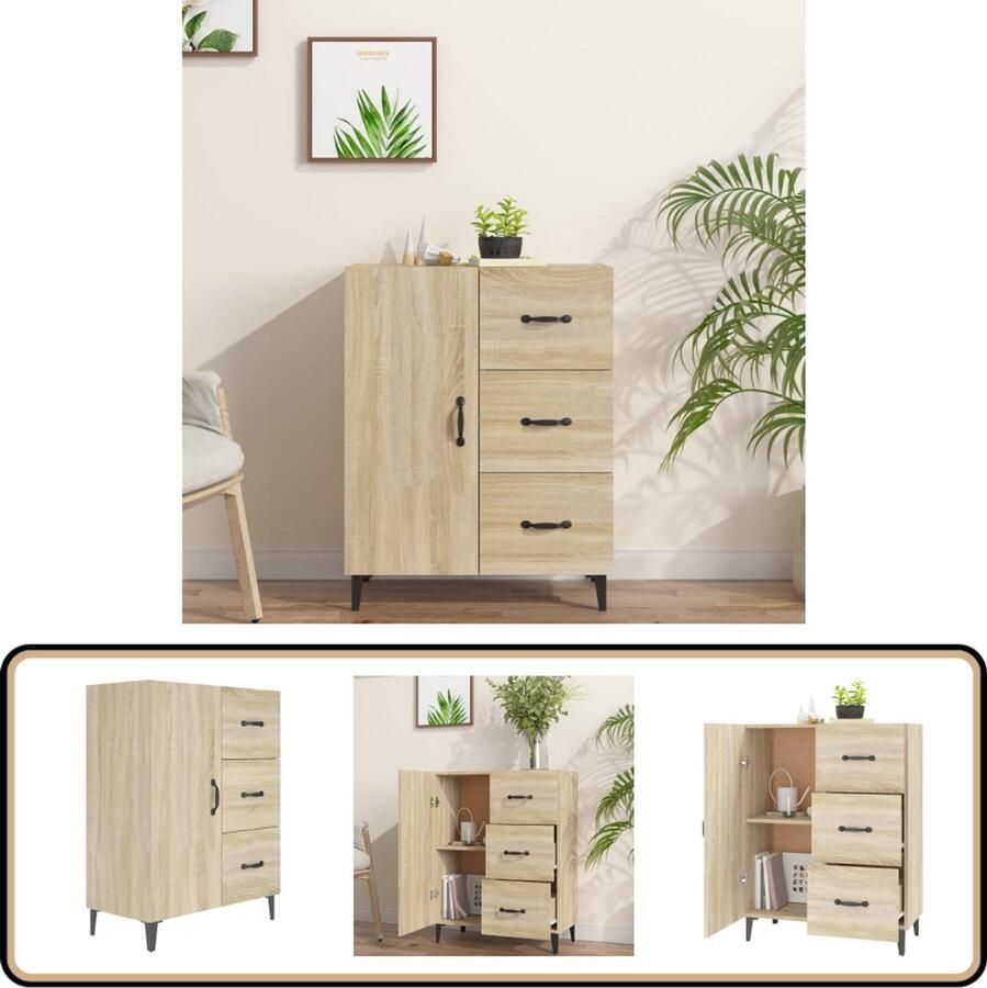 VidaXL Dressoir Sonoma Eiken 69 5x34x90 cm Dressoir Salontafel Houten Dressoir Vintage Dressoir Landelijk Dressoir - Foto 2