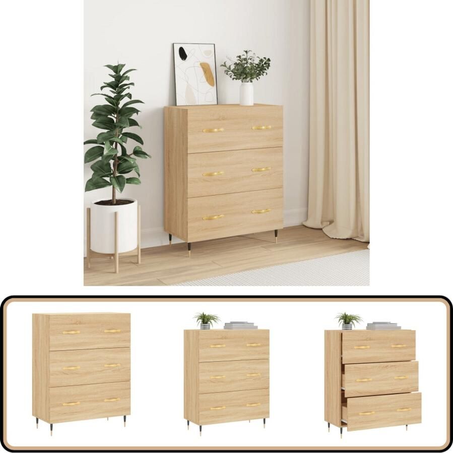 VidaXL Dressoir Sonoma Eiken 69 5x34x90 cm Dressoir Salontafel Houten Kast Vintage Dresser Landelijk Design