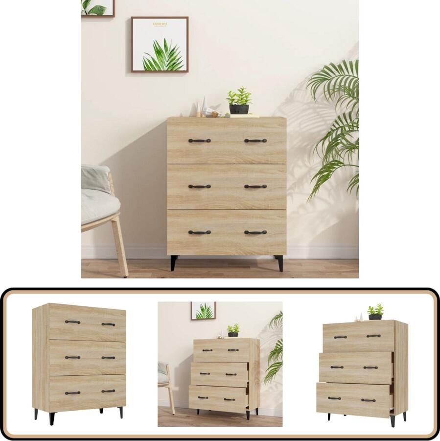 VidaXL Dressoir 69 5x34x90 cm Sonoma eiken Hout Dressoir Bijzettafel Salontafel Houten Dressoir Landelijk Dressoir