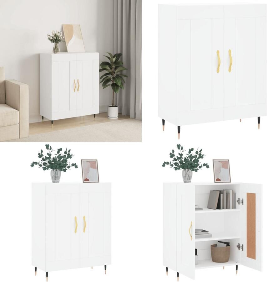 VidaXL Dressoir 69-5x34x90 cm bewerkt hout wit Dressoir Dressoirs Kast Wandkast