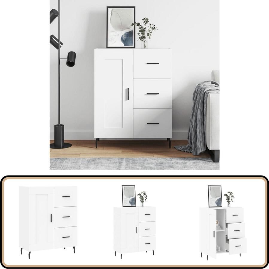 VidaXL Dressoir Wit 69 5x34x90 cm Bewerkt Hout Dressoir Kast Houten Dressoir Wit Dressoir Salontafel