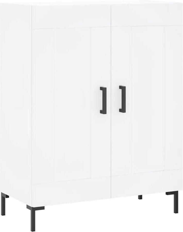 VidaXL Dressoir 69 5x34x90 cm Hout en Metaal Wit Dressoir Vintage Houten Dressoir Witte Dressoir Opbergkast Salontafel