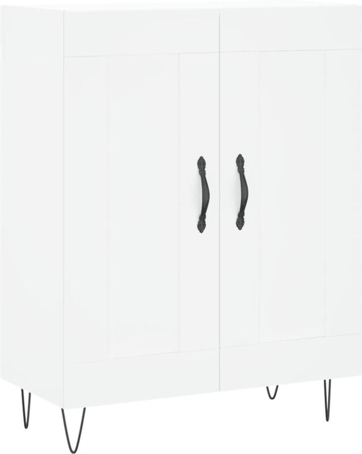 VidaXL Dressoir Hout en Metaal 69 5x34x90 cm Wit Dressoir Klassiek Dressoir Houten Dressoir Wit Dressoir Vintage Dressoir - Foto 2