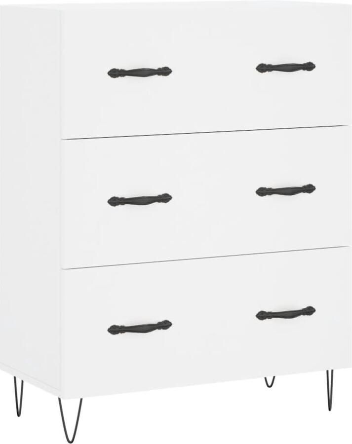 VidaXL Dressoir 69 5x34x90 cm Wit Bewerkt Hout Dressoir Buffetkast Kast Houten Dressoir Wit Dressoir - Foto 2